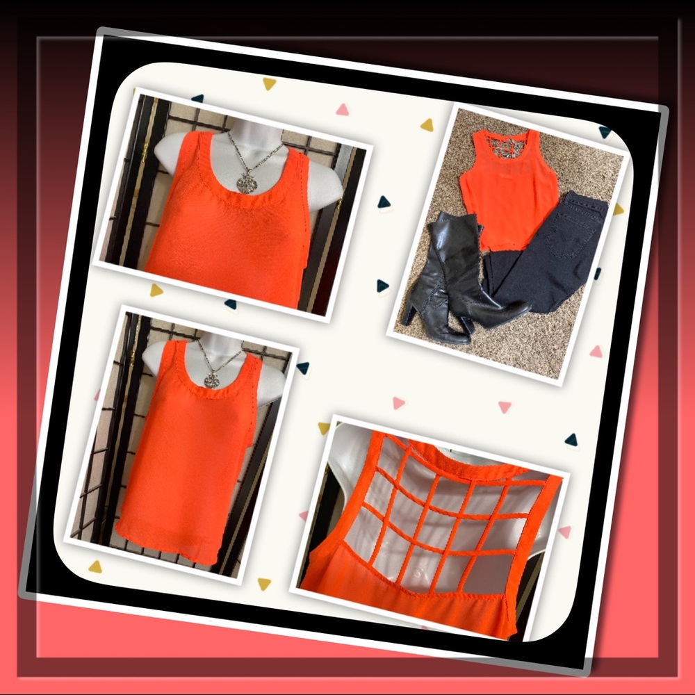 EUC SZ M LUSH Electric Orange Sheer Shell